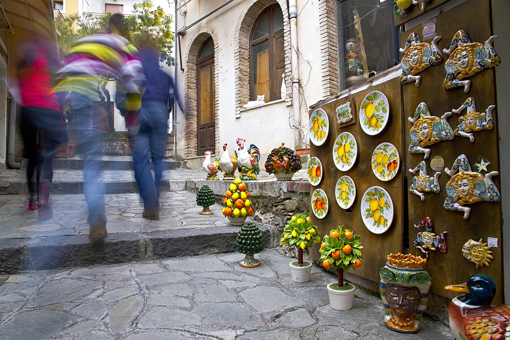 Streets of the ancient village of Castelmola, Sicily, Italy, Europe