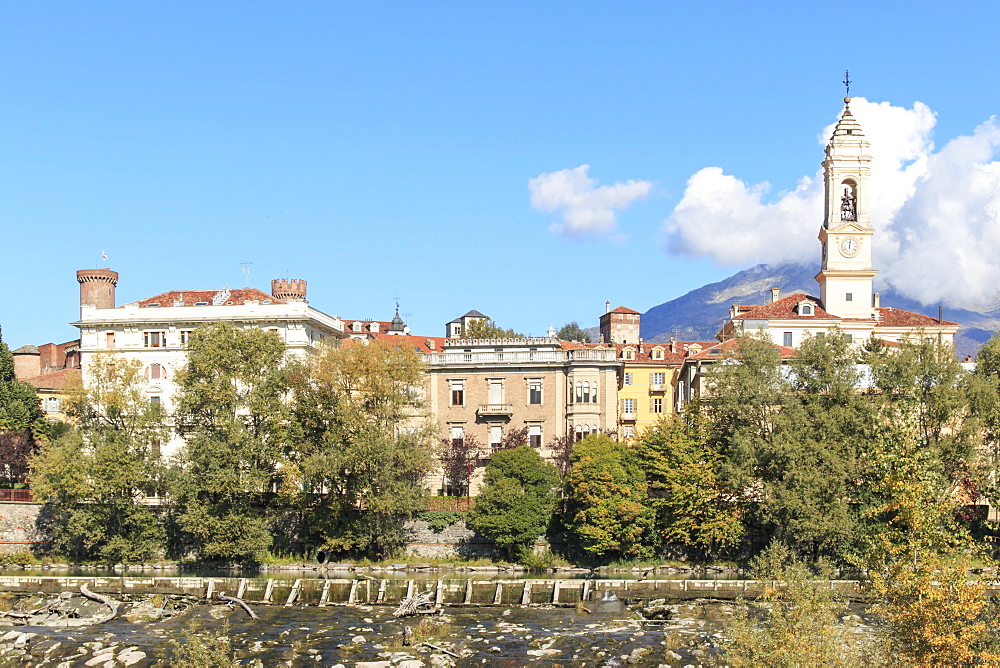 Dora Baltea River and Ivrea cityscape, Ivrea, Piedmont, Italy, Europe
