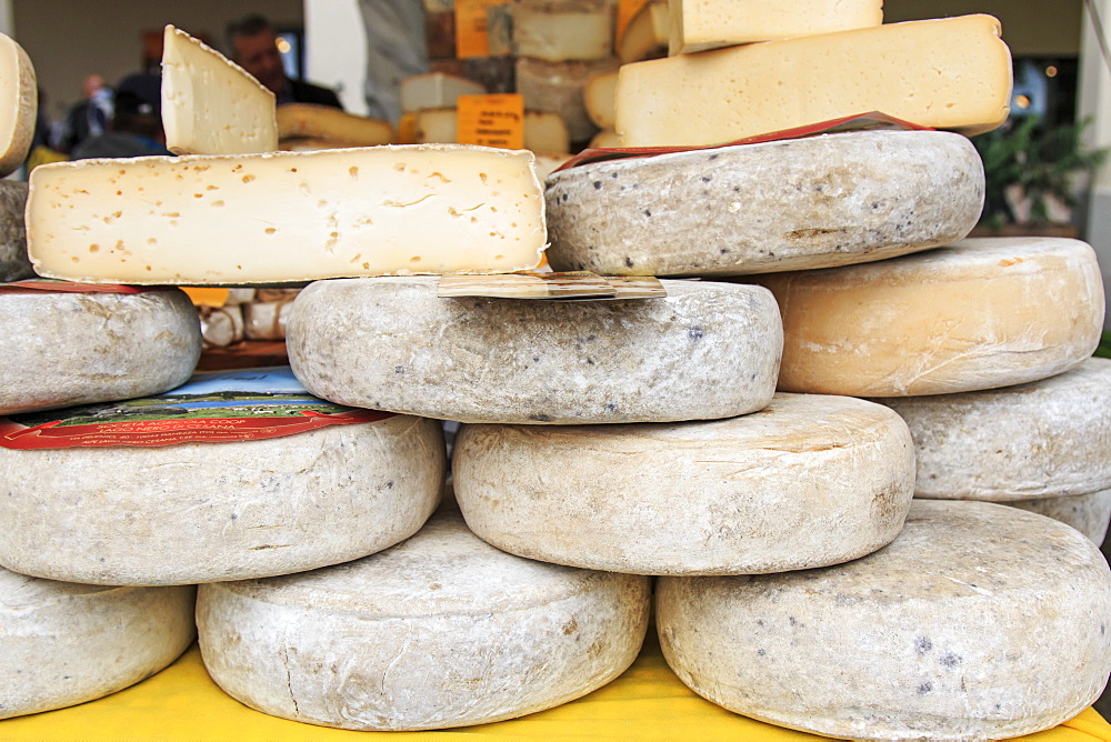 Closeup of Italian cheese, Moncalvo Truffle Fair, Moncalvo, Piedmont, Italy, Europe