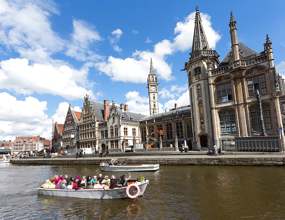 View from the canals during afternoon, Gent, Belgium, Europe