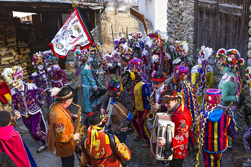 Coumba freida, alpine carnival, Gignod, Aosta valley, Italy, Europe