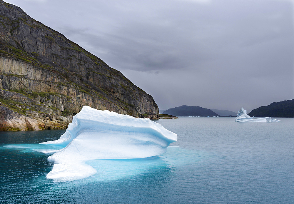 Icebergs drifting in the fjords of southern greenland. America, North America, Greenland, Denmark