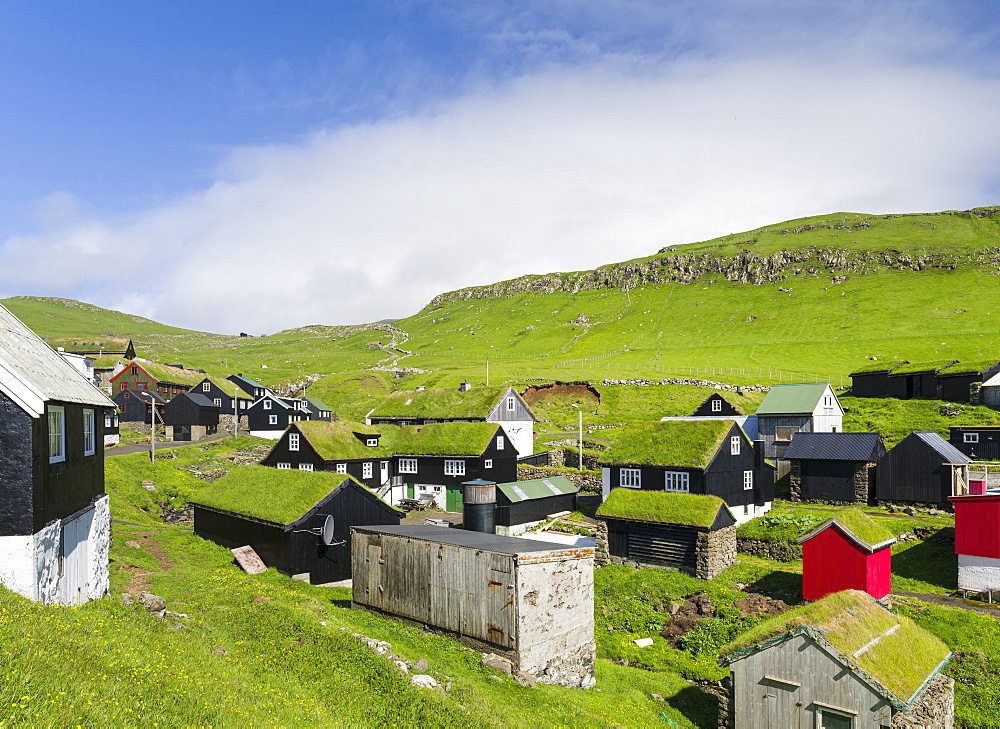 The village on the island Mykines, part of the Faroe Islands in the North Atlantic, Denmark, Northern Europe