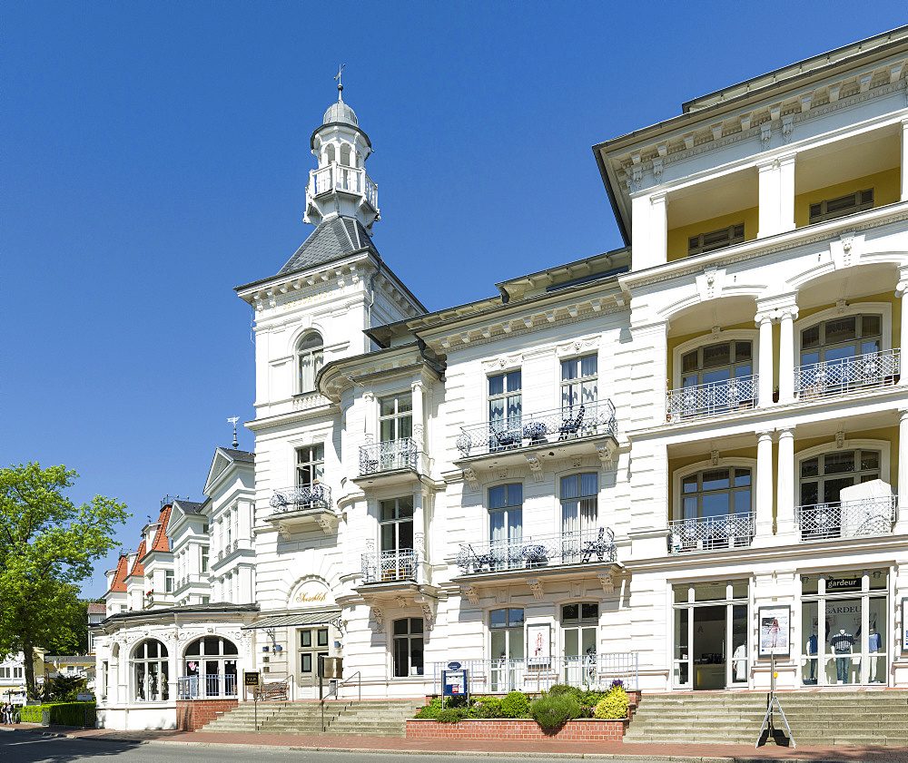 German resort architecture (Baederarchitektur) in the seaside resort Heringsdorf on the island of Usedom.  Europe,Germany, Mecklenburg-Western Pomerania, Usedom, June