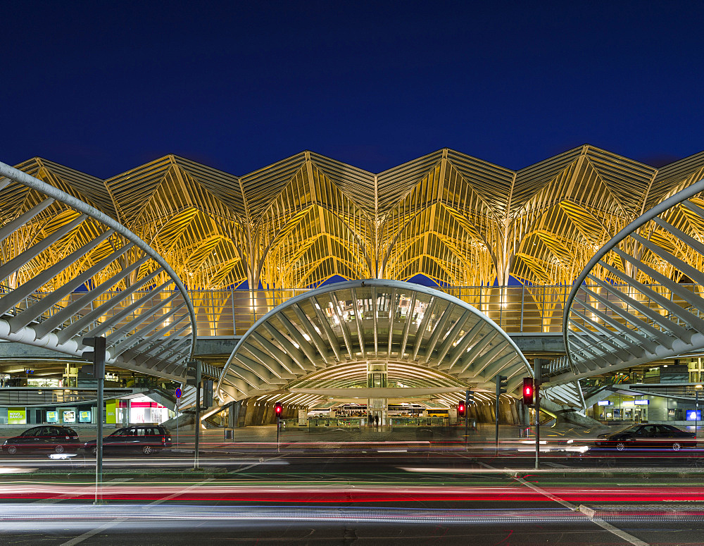 Train Station Oriente near the expo 98 area, a masterpiece by architect Santiago Calatrava and one of the symbols of the city.   Lisbon (Lisboa) the capital of Portugal. Europe, Southern Europe, Portugal