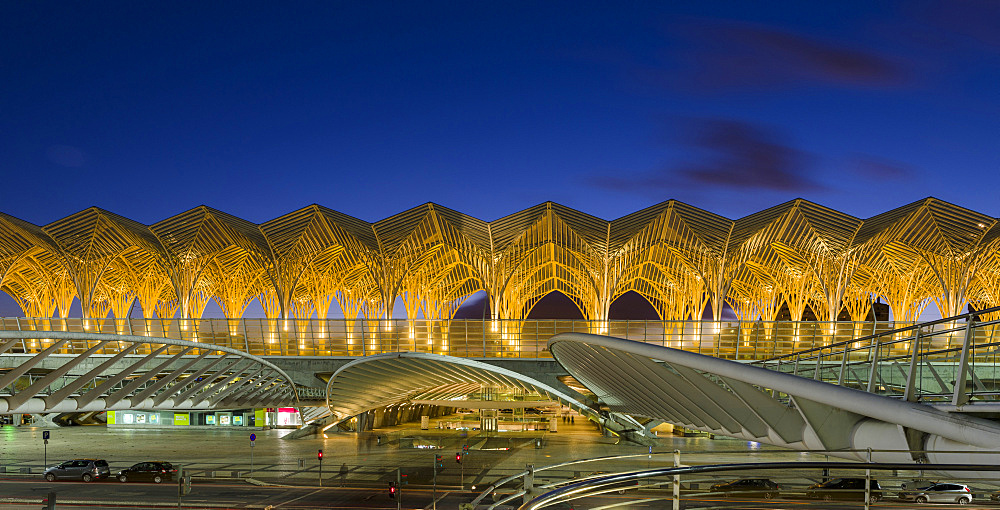 Train Station Oriente near the expo 98 area, a masterpiece by architect Santiago Calatrava and one of the symbols of the city.   Lisbon (Lisboa) the capital of Portugal. Europe, Southern Europe, Portugal