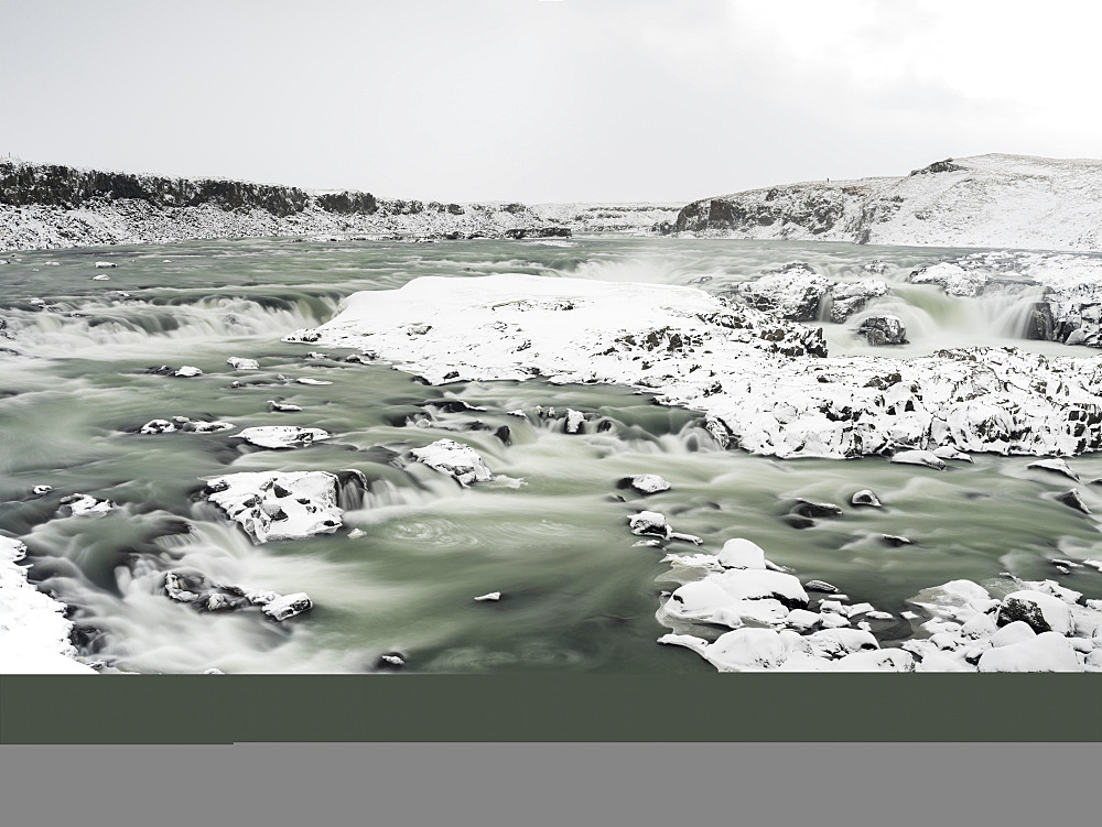 Urridafoss waterfall and river Thorsa during winter, europe, northern europe, iceland,  February