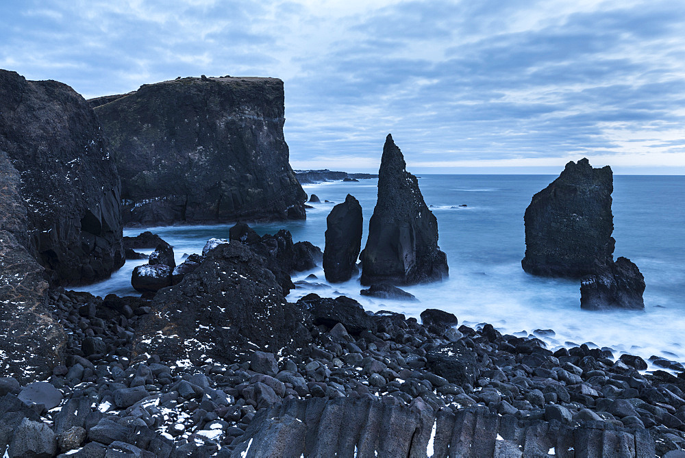 North Atllantic coast during winter near Reykjanesviti and Valahnukur. europe, northern europe, iceland,  February