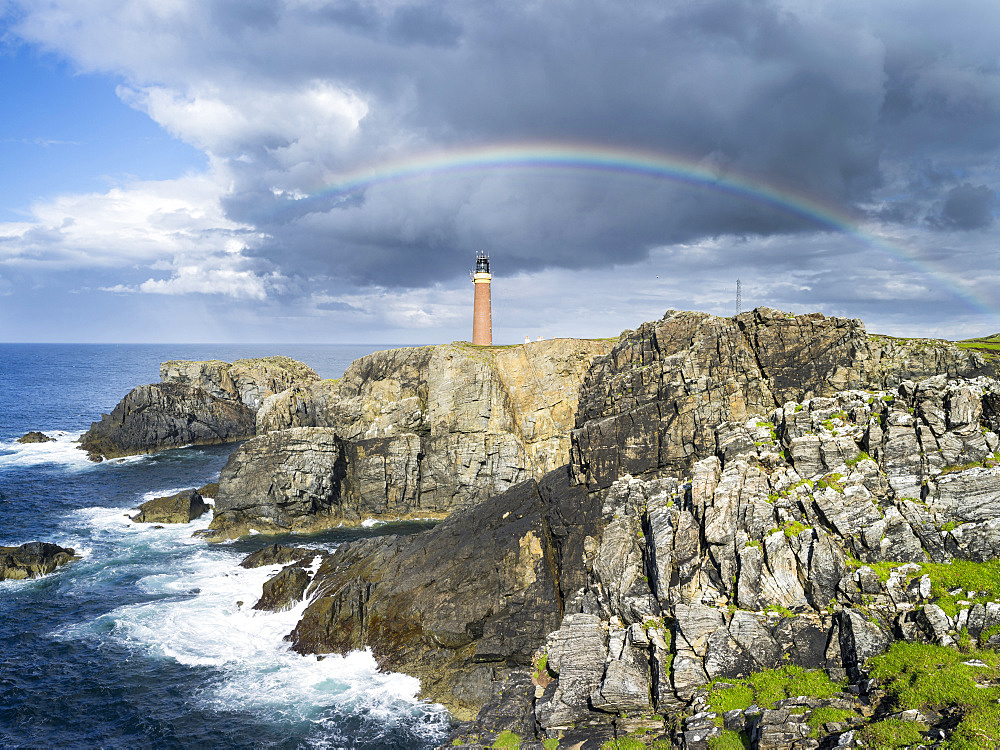 Isle of Lewis, part of the island Lewis and Harris in the Outer Hebrides of Scotland. Coast and lighthouse at the Butt of Lewis (Rubha Robhanais). Europe, Scotland, July