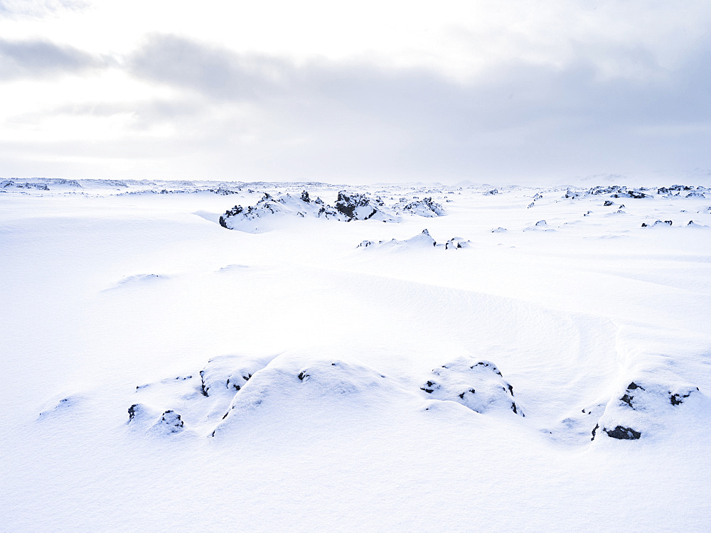 Lava fields in the highlands of Iceland during winter.  europe, northern europe, scandinavia, iceland,  February