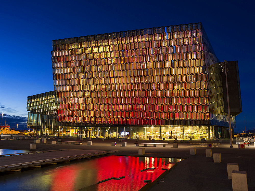 Reykjavik, Harpa, the new convert hall and conference center (inaugurated in 2011). The buidling is considered to be one of the new architectural icons of Iceland. europe, northern europe, iceland,  February