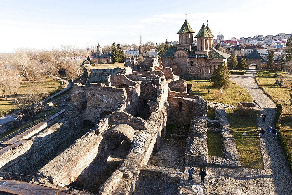 The ruins of the princely court in Targoviste. The princely court (curtea palace) was the first residence of Vlad Tepes aka Dracula. europe, eastern europe, romania, carpathian mountains, january