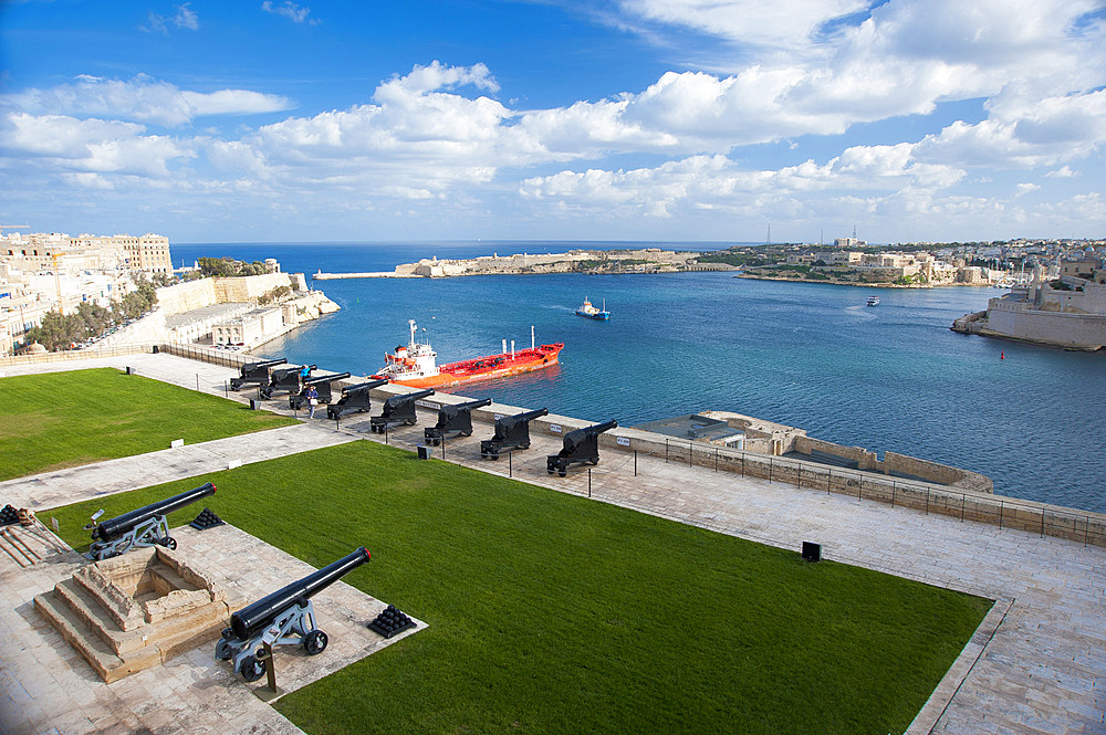 La Valletta, Capital of Culture 2018, Upper Baracca Garden, Grand Harbor; Waterfront, Malta Island, Mediterranean Sea, Europe