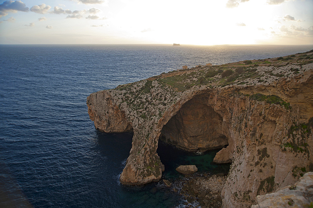 Wied iz-Zurriec, Blue Grotto and Filfola Islet, Malta Island, Mediterranean Sea, Europe