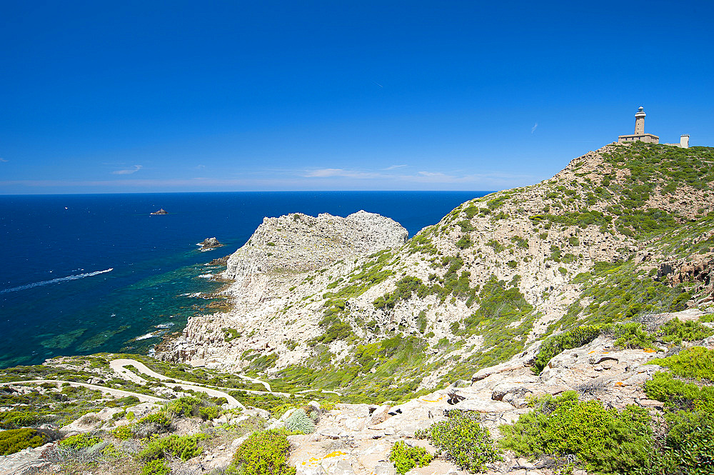 Capo Sandalo, Lighthouse, Carloforte, Island of San Pietro, Sardinia, Italy, Europe