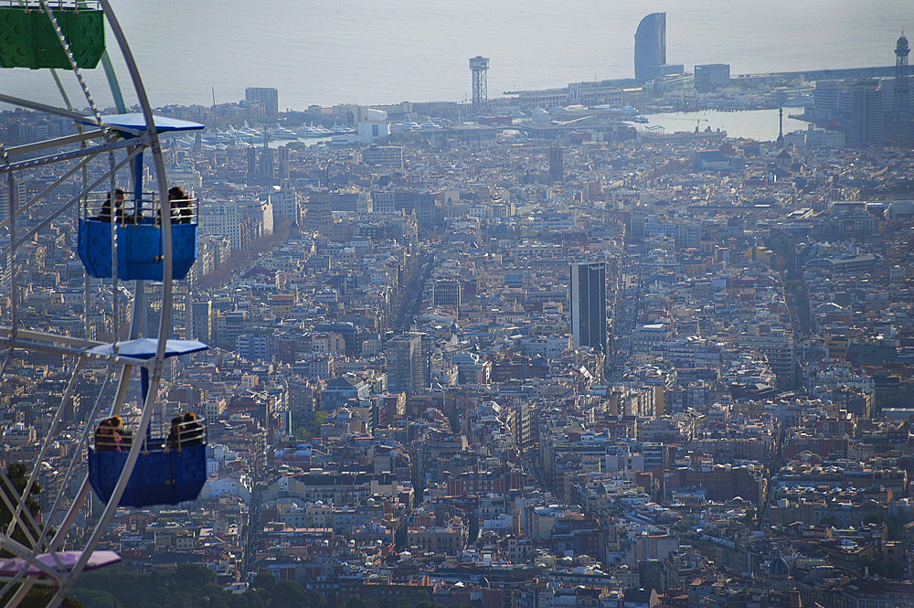 Landscape, view from Tibidabo, Barcelona, Catalonia, Spain, Europe