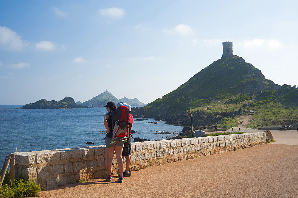 The Genovese tower, Archipelago of Sanguinary Islands, Ajaccio, Corsica, France, Europe