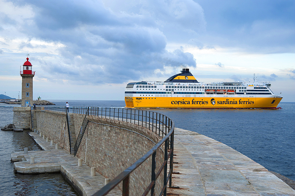 The departure of the ferryboat from Corsica to Italy, Bastia, Corsica, France, Europe