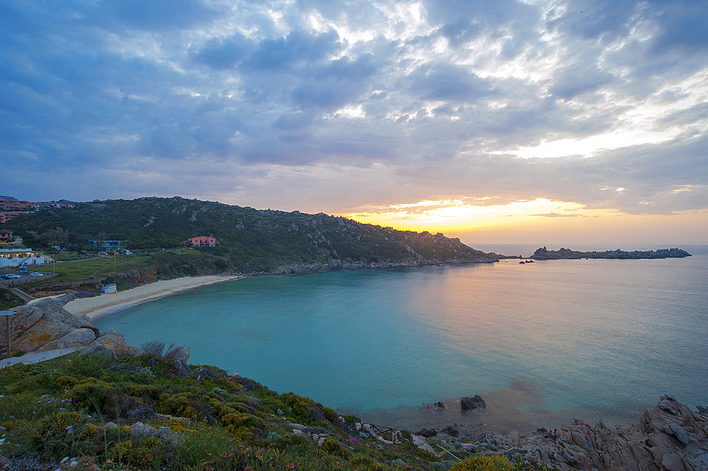 Sunset on the beach of Rena Bianca beach, Santa Teresa di Gallura, Sardinia, Italy, Europe