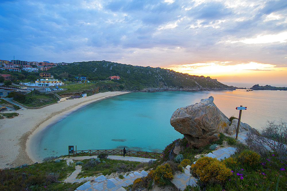 Sunset on the beach of Rena Bianca beach, Santa Teresa di Gallura, Sardinia, Italy, Europe