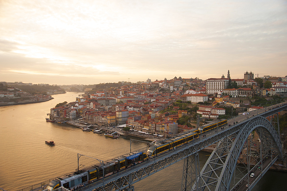 Bridge Ponte Dom Louis I, City Porto (Oporto) at Rio Douro. The old town is listed as UNESCO world heritage. Portugal, Europe