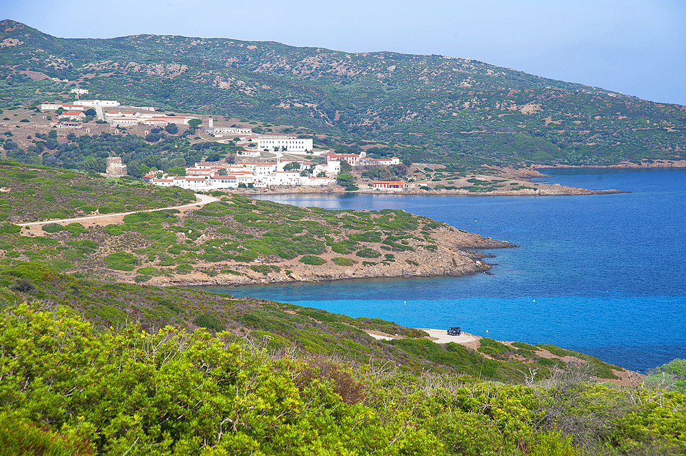 Cala Murichessa, in background Cala DOliva, Asinara Island National Park, Porto Torres, North Sardinia, Italy, Europe