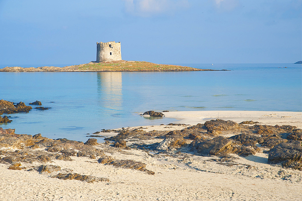 La Pelosetta Beach and La Pelosa Tower, Stintino, North Sardinia, Italy, Europe