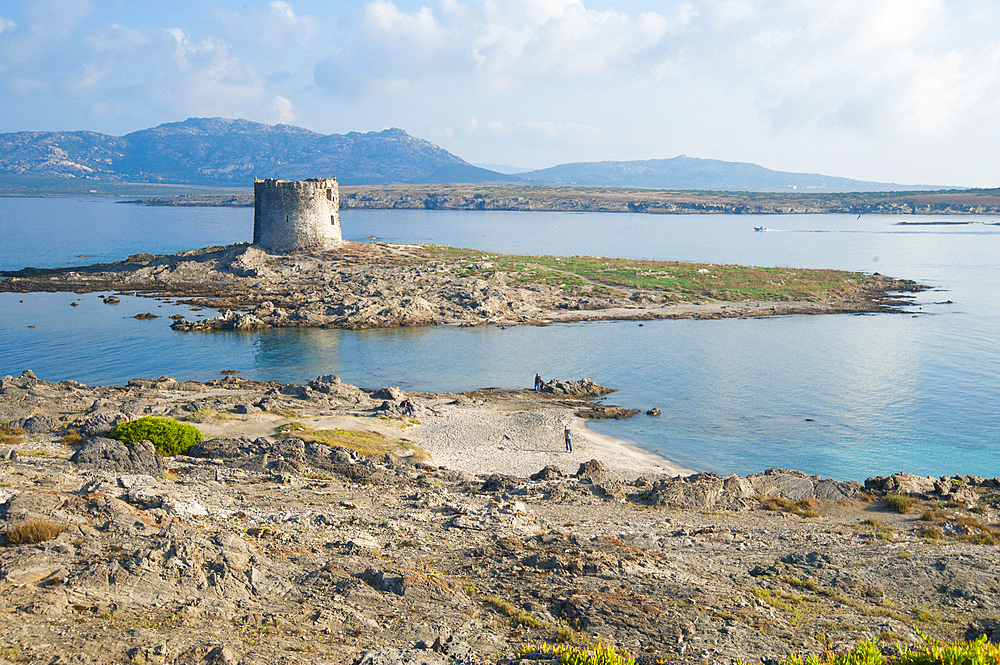 La Pelosetta Beach and La Pelosa Tower, Stintino, North Sardinia, Italy, Europe