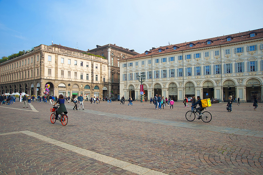 Piazza San Carlo, historic city center, Turin, Piedmont, Italy, Europe