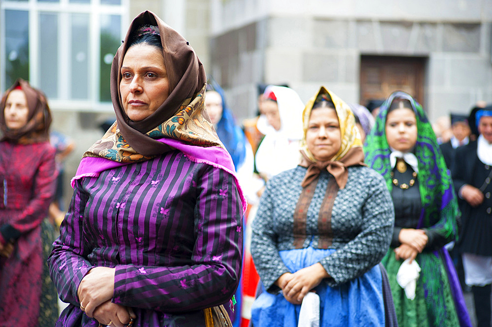 Typical dress, Procession of Santa Vitalia, Serrenti, Sardinia, Italy, Europe