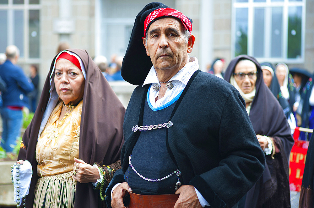 Typical dress of Portoscuso, Procession of Santa Vitalia, Serrenti, Sardinia, Italy, Europe