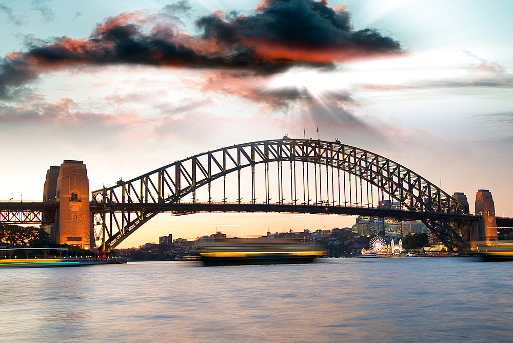 Sydney Harbor Bridge at night, Australia.