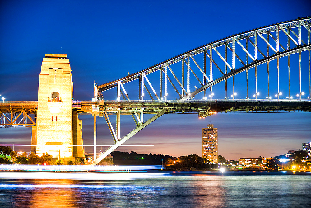 Sydney Harbor Bridge at night, Australia.