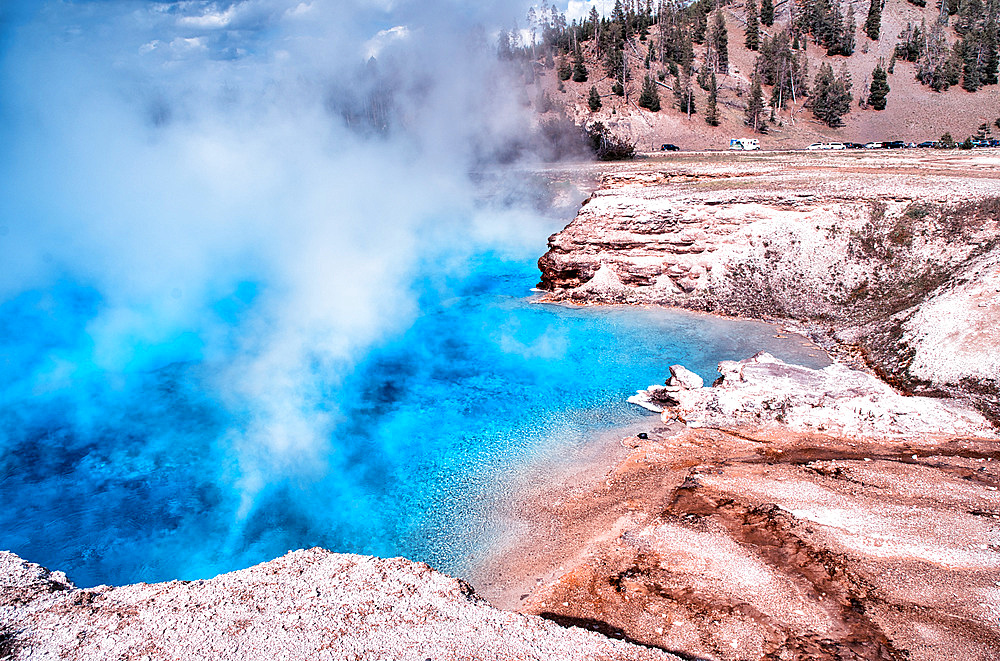 Excelsior Geyser Crater near Grand Prismatic Spring, Yellowstone National Park.