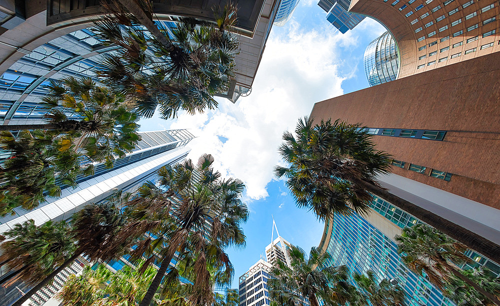 Amazing upward view of Sydney skyline.