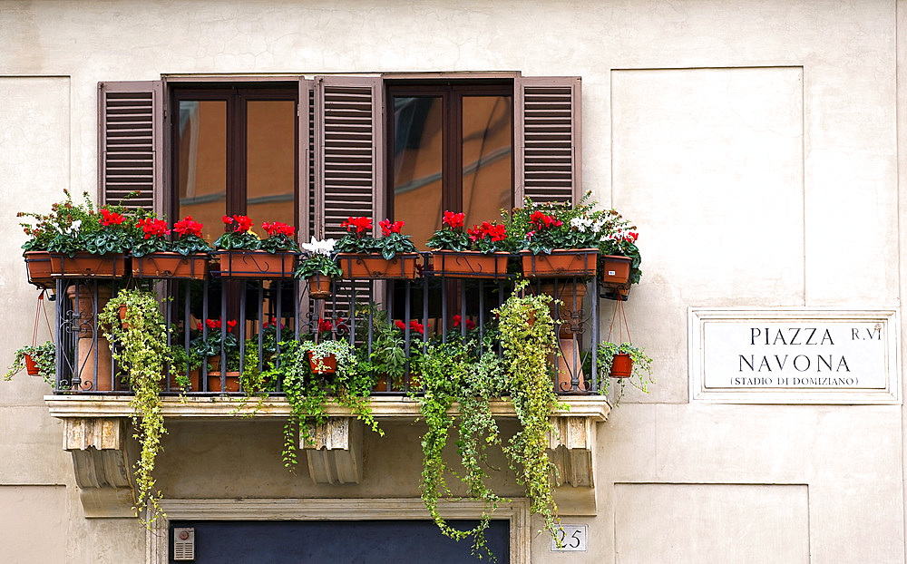 Typical balcony, Rome, Lazio, Italy, Europe