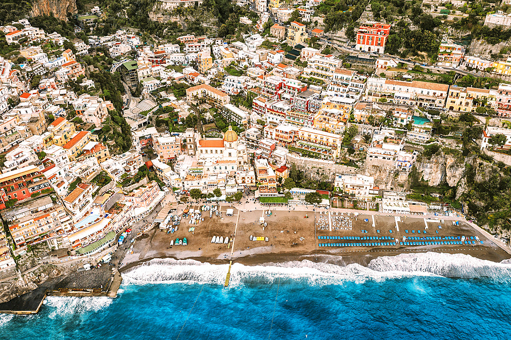 Aerial view, Positano, Campania, Italy, Europa