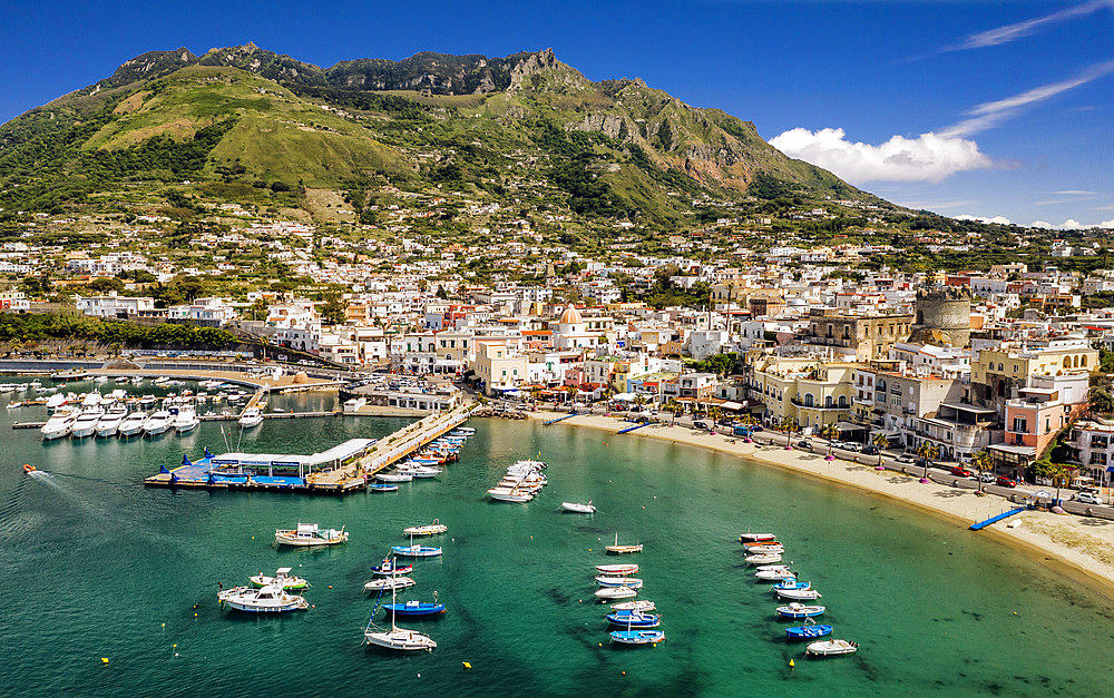 Aerial view, Forio port, Ischia Island, Campania, Italy, Europ