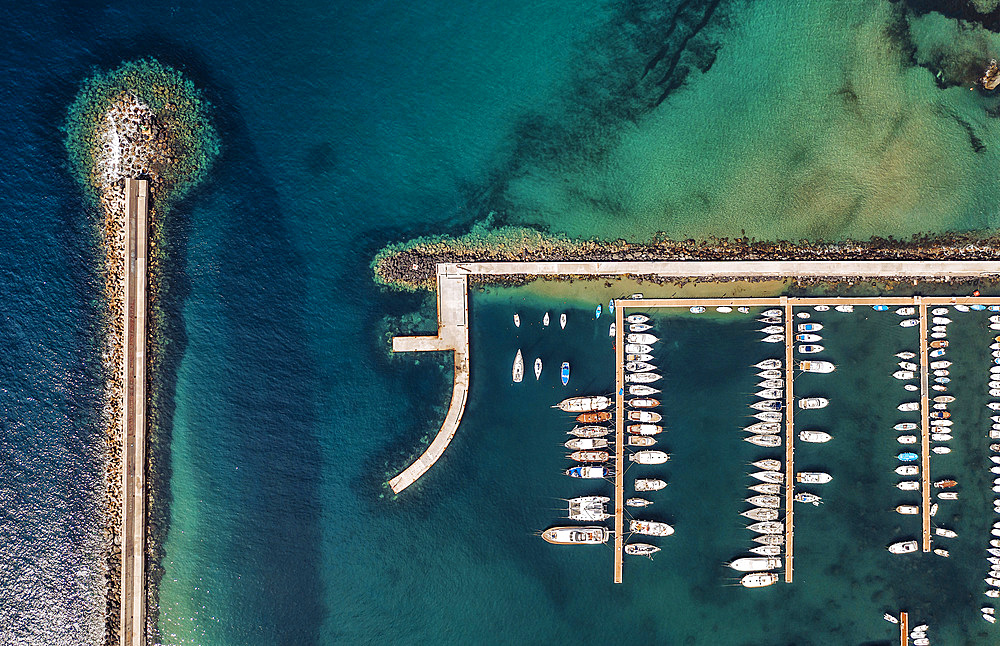 Aerial view, Forio port, Ischia Island, Campania, Italy, Europ