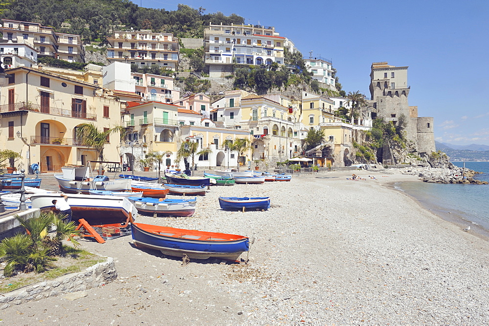 Cetara photographed from the marina, Cetara, Amalfi Coast, Campania, Italy, Europe