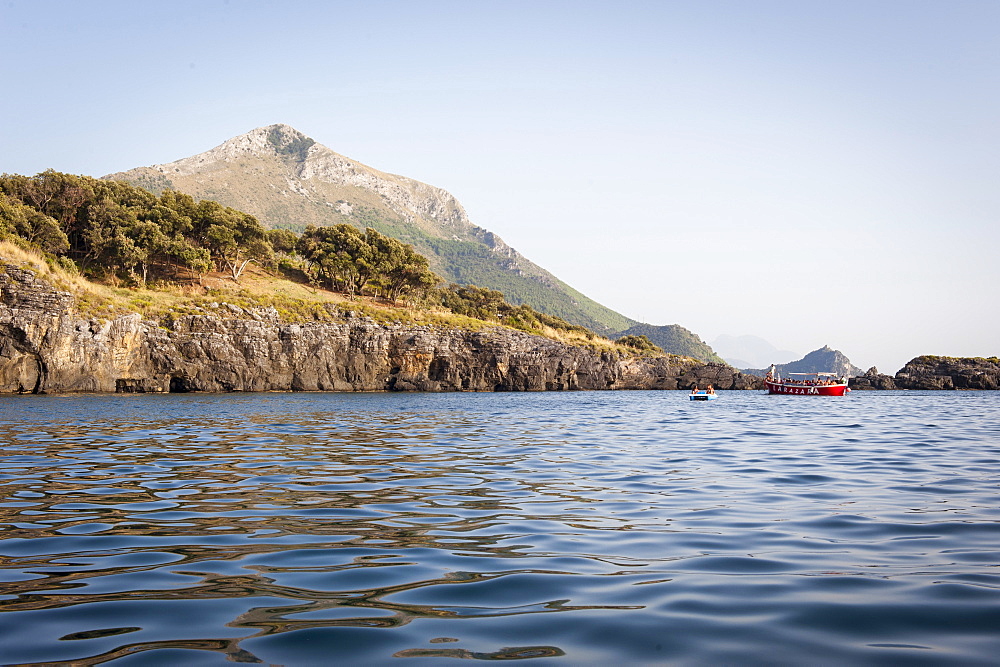The rocky coast near the Black Beach of Maratea, Basilicata, Italy, Europe