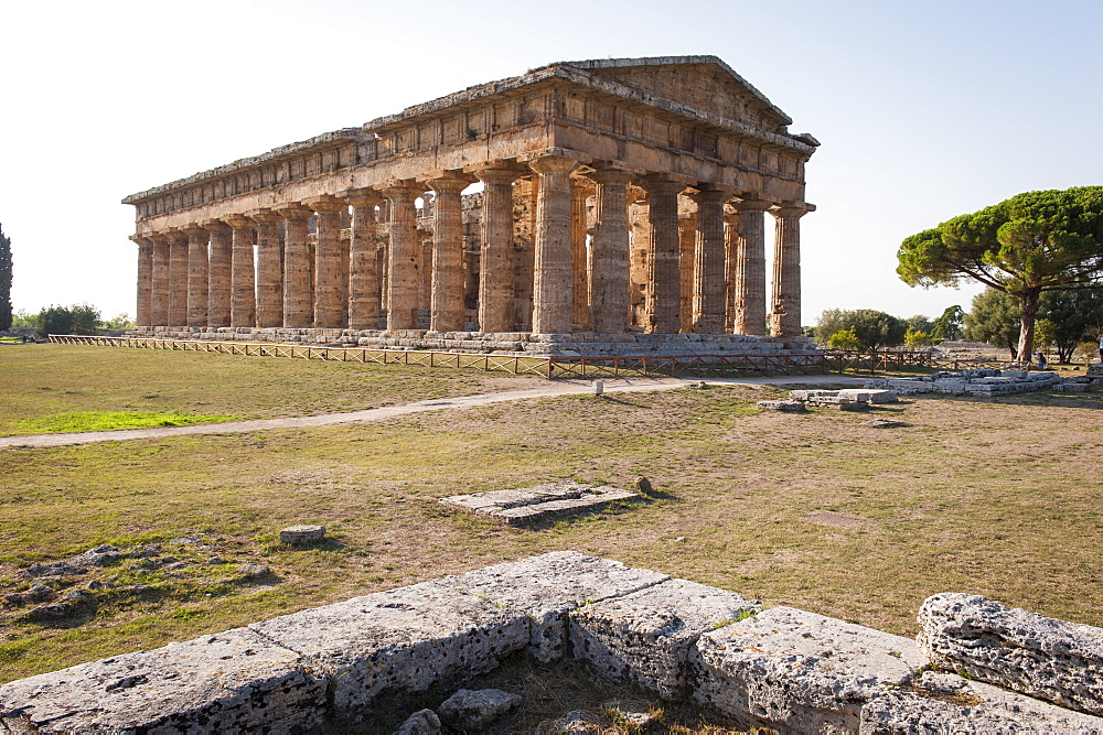 Temple of Hera, Paestum archaeological area, UNESCO World Heritage Site, province of Salerno, Campania, Italy, Europe