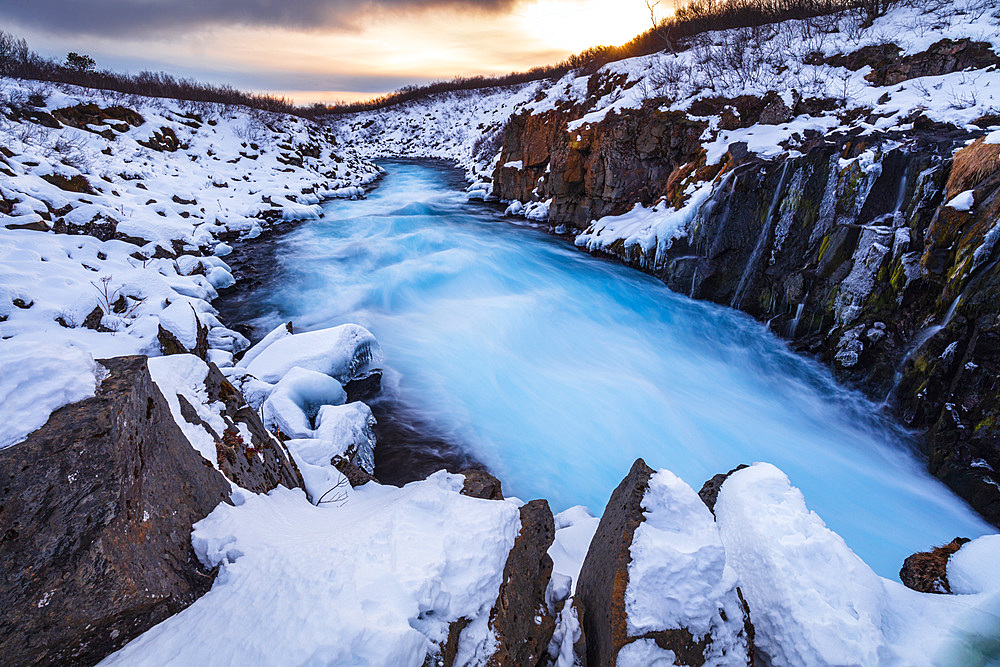 Little waterfalls near Br˙ar·rfoss Waterfall, Iceland, North Atlantic Ocean