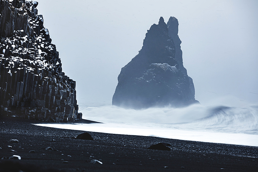 Reynisfjara Black Sand Beach, Vik, Iceland, North Atlantic Ocean