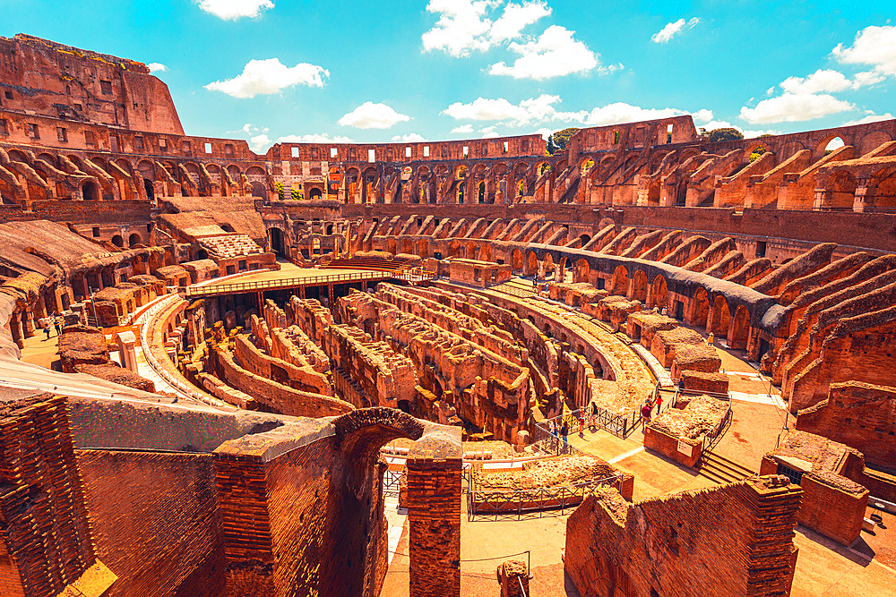 Inside view of Coliseum, Rome, Italy, Europe