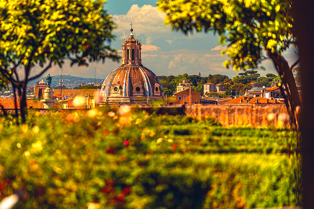 Gardens of Farnese upon the Palatine with beautiful panorama view on Rome, Italy, Europe