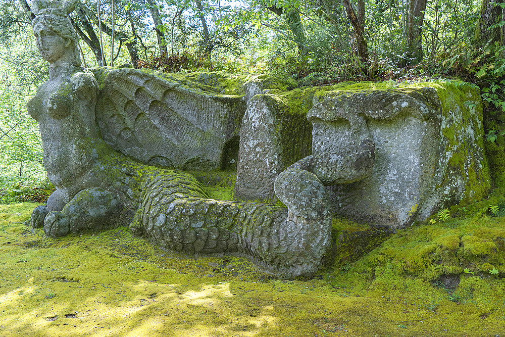 Furia, the Sacro Bosco, Sacred Grove colloquially called Park of the Monsters, XVI century, Parco dei Mostri in Italian, Bomarzo, Lazio, Italy, Europe