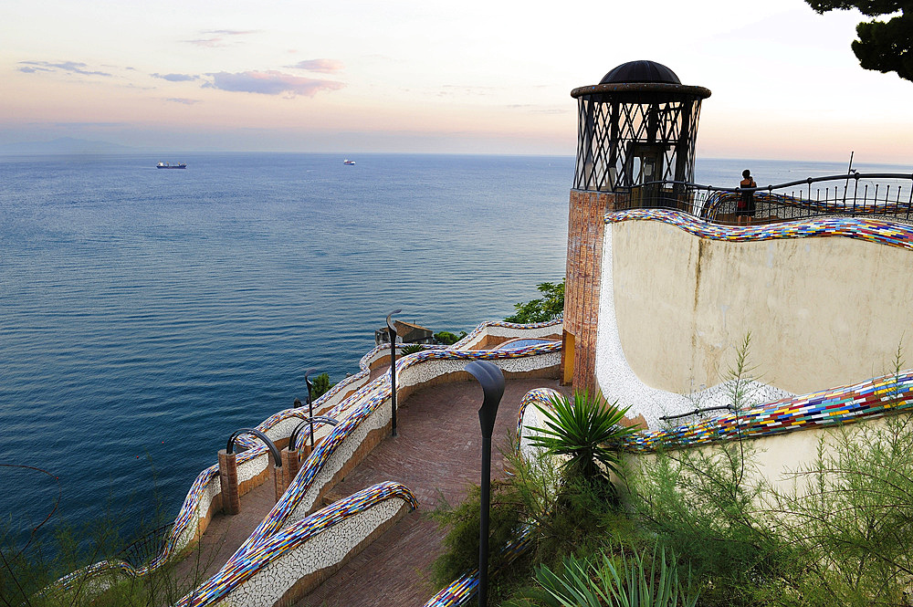 Villa Comunale and its famous seaside promenade in Vietri sul Mare, Salerno, Campania, Amalfi Coast, Italy, Europe