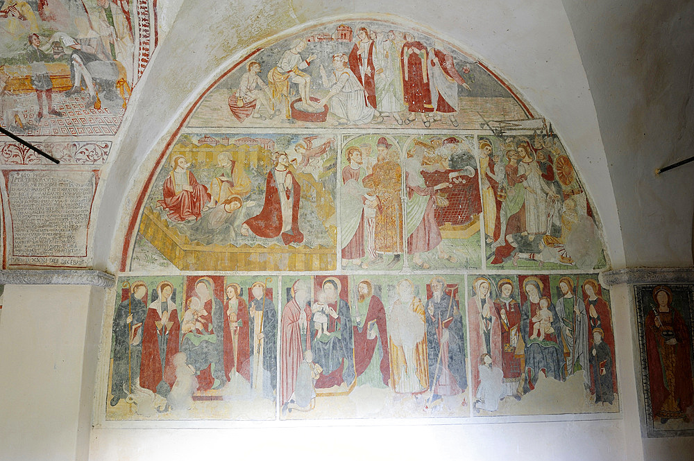 A series of 15th century frescoes in the Church of Santa Margherita in the village of Mendatica; Imperia; Liguria, Italy