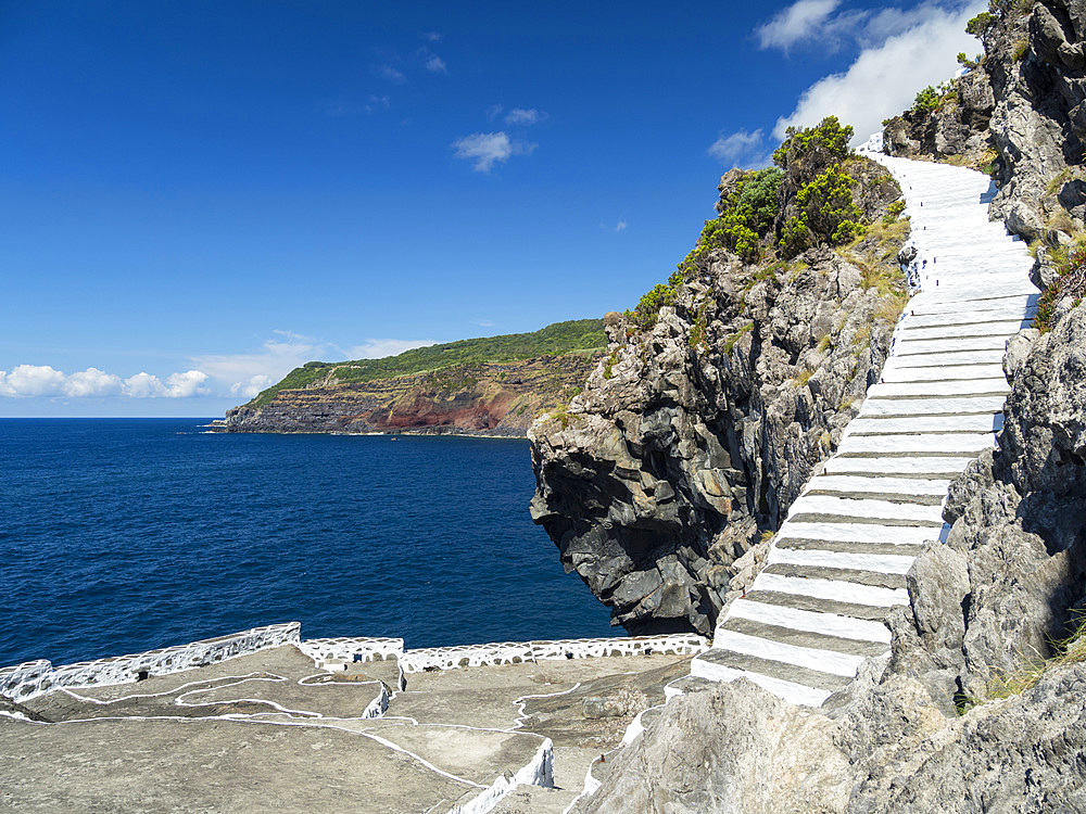 Coast near Ponta do Queimado. Island Ilhas Terceira, part of the Azores (Ilhas dos Acores) in the atlantic ocean, an autonomous region of Portugal. Europe, Azores, Portugal.